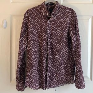 J. Crew maroon floral print shacket